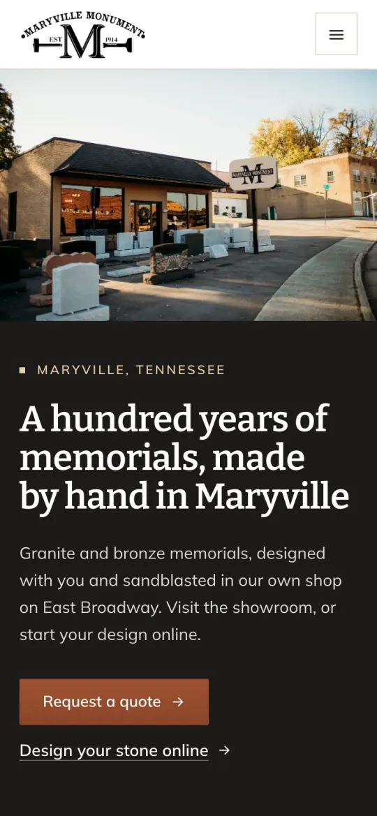 The same Maryville Monument draft on a phone.